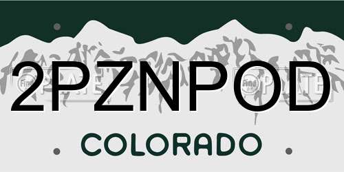 2PZNPOD Colorado License Plate