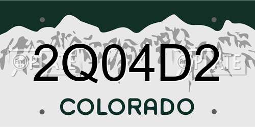 2Q04D2 Colorado License Plate