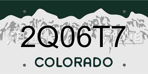 2Q06T7 Colorado License Plate