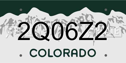 2Q06Z2 Colorado License Plate