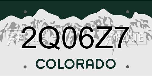 2Q06Z7 Colorado License Plate
