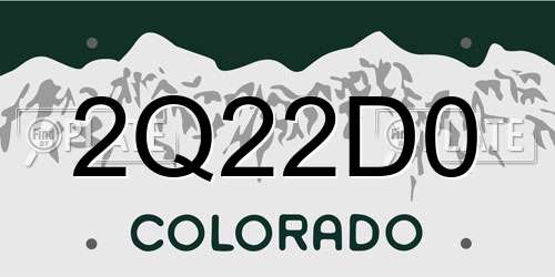 2Q22D0 Colorado License Plate
