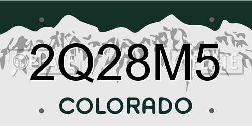 2Q28M5 Colorado License Plate