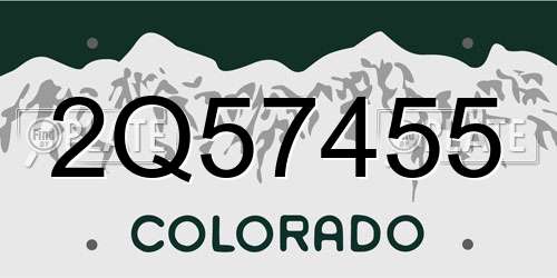 2Q57455 Colorado License Plate
