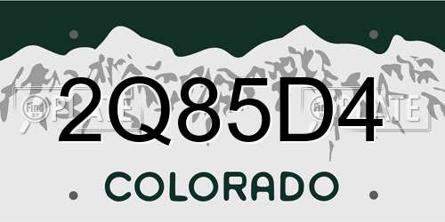 2Q85D4 Colorado License Plate