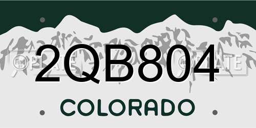 2QB804 Colorado License Plate