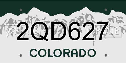 2QD627 Colorado License Plate