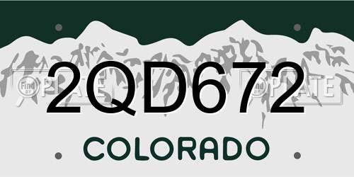 2QD672 Colorado License Plate