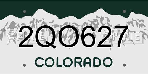 2QO627 Colorado License Plate