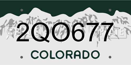 2QO677 Colorado License Plate