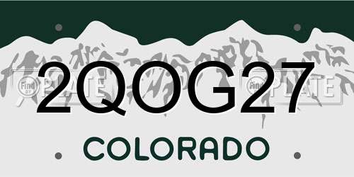 2QOG27 Colorado License Plate
