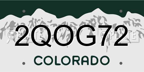 2QOG72 Colorado License Plate