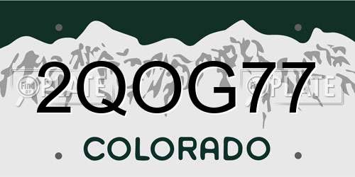 2QOG77 Colorado License Plate