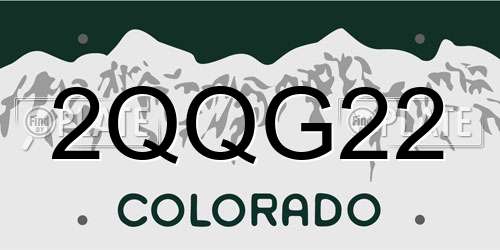 2QQG22 Colorado License Plate