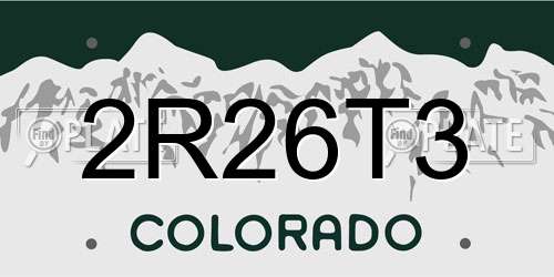 2R26T3 Colorado License Plate