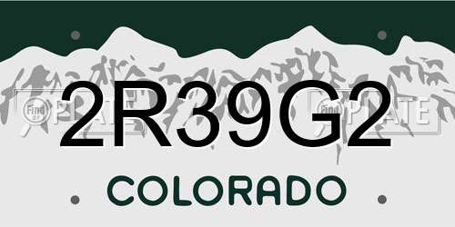 2R39G2 Colorado License Plate