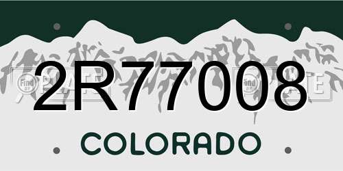 2R77008 Colorado License Plate
