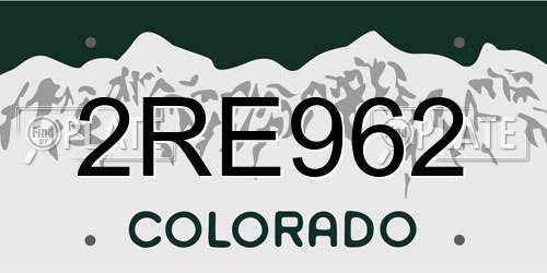 2RE962 Colorado License Plate