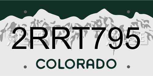 2RRT795 Colorado License Plate