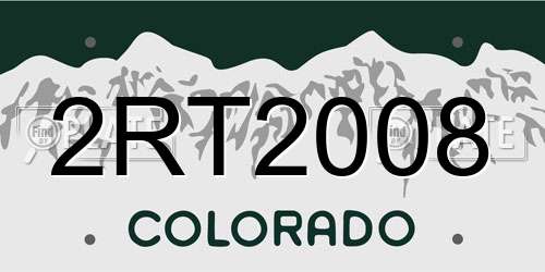 2RT2008 Colorado License Plate