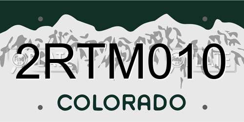 2RTM010 Colorado License Plate