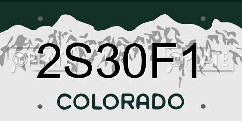 2S30F1 Colorado License Plate