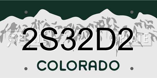 2S32D2 Colorado License Plate