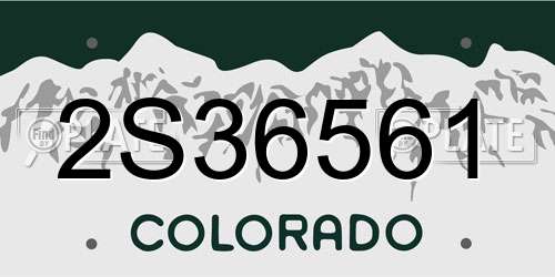 2S36561 Colorado License Plate
