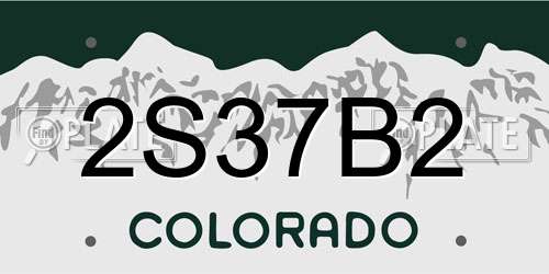 2S37B2 Colorado License Plate