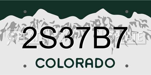 2S37B7 Colorado License Plate