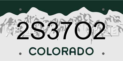 2S37O2 Colorado License Plate