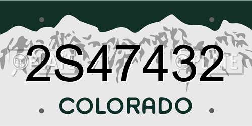 2S47432 Colorado License Plate