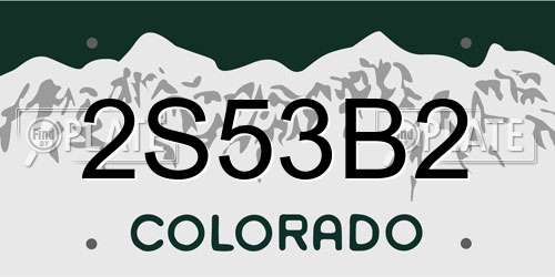 2S53B2 Colorado License Plate