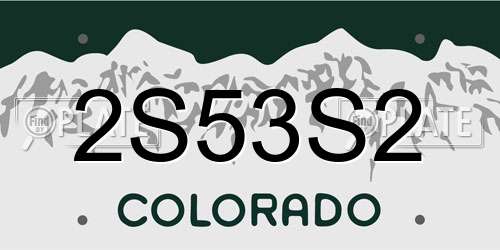 2S53S2 Colorado License Plate