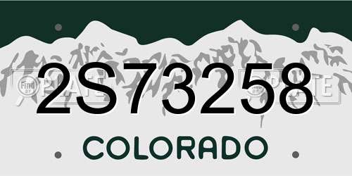 2S73258 Colorado License Plate