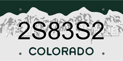 2S83S2 Colorado License Plate