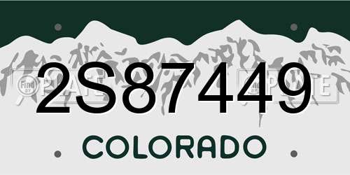 2S87449 Colorado License Plate