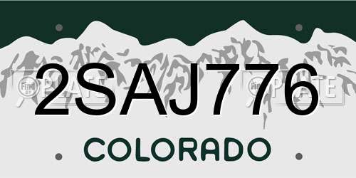 2SAJ776 Colorado License Plate