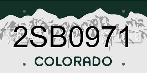 2SB0971 Colorado License Plate