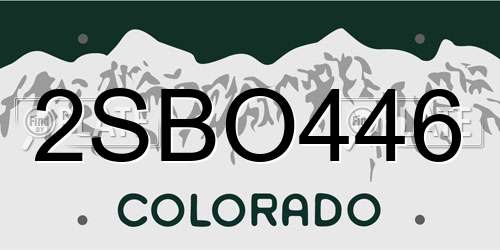 2SBO446 Colorado License Plate