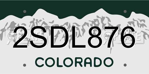 2SDL876 Colorado License Plate