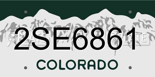 2SE6861 Colorado License Plate