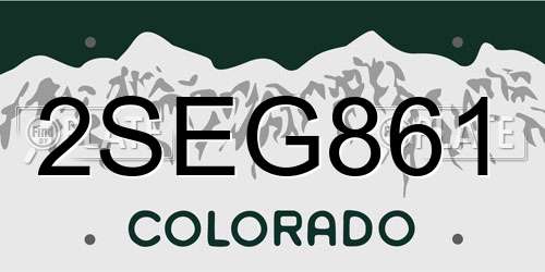 2SEG861 Colorado License Plate