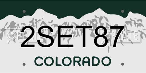 2SET87 Colorado License Plate