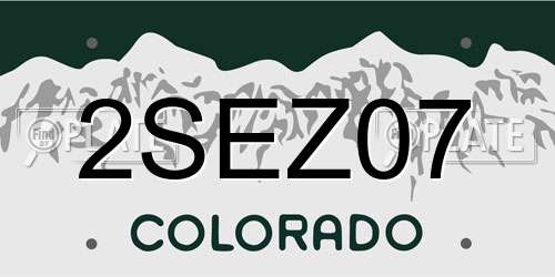 2SEZ07 Colorado License Plate