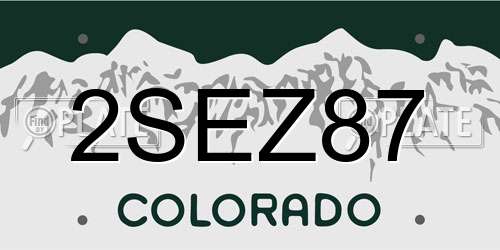 2SEZ87 Colorado License Plate