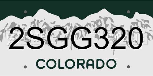 2SGG320 Colorado License Plate