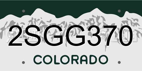 2SGG370 Colorado License Plate