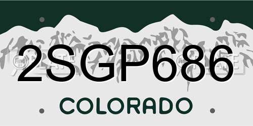 2SGP686 Colorado License Plate
