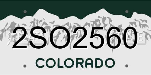 2SO2560 Colorado License Plate